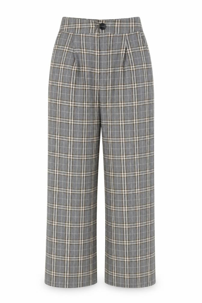 Sfera Grey Plaid Women's Pleated Trousers Size 8