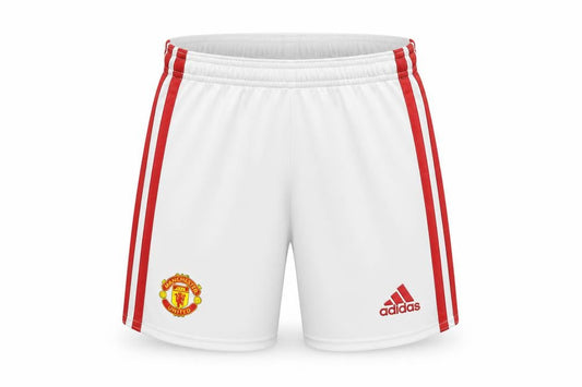 Front view of Adidas boys’ white football sports shorts, size 8