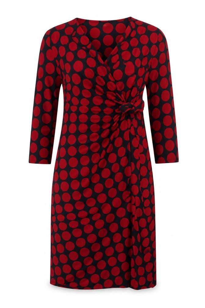 Country Casuals Women's Red Polka Dot Wrap Midi Dress M