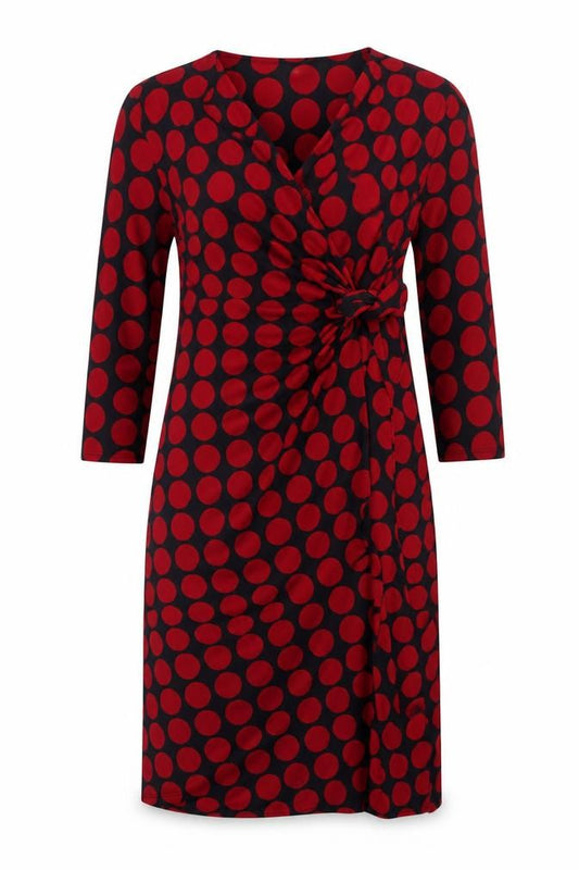 Country Casuals Women's Red Polka Dot Wrap Midi Dress M