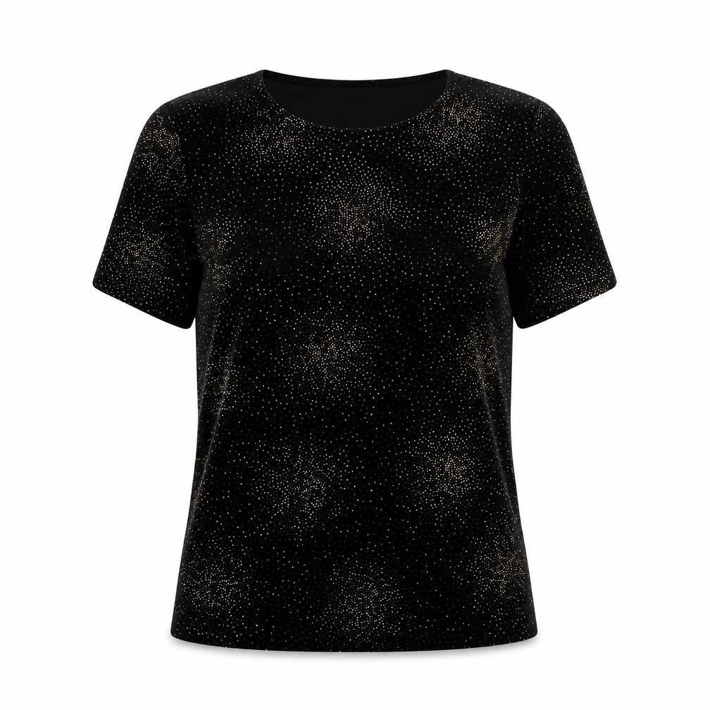 After Dark Women's Black Glitter T-Shirt Size 10