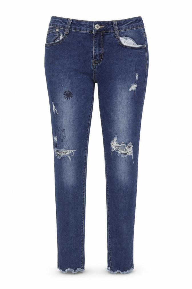 G&L Women's Blue Slim Fit Skinny Jeans, 2XL, Distressed