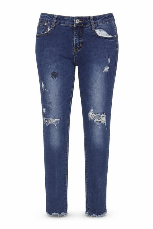 G&L Women's Blue Slim Fit Skinny Jeans, 2XL, Distressed