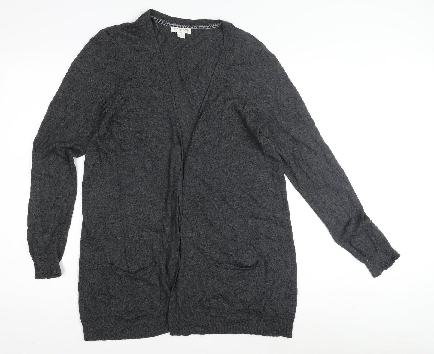 Monsoon Womens Grey Cardigan Size 12, Knit, Long Sleeve