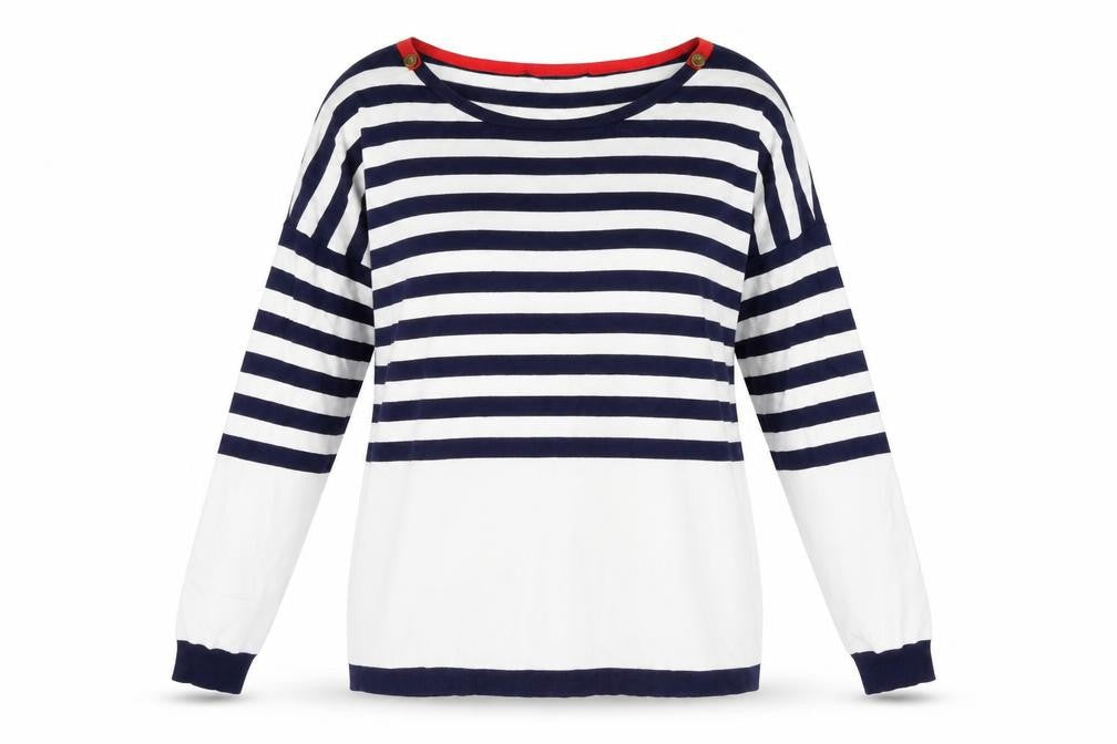 Oasis Women's White Striped Pullover Jumper L