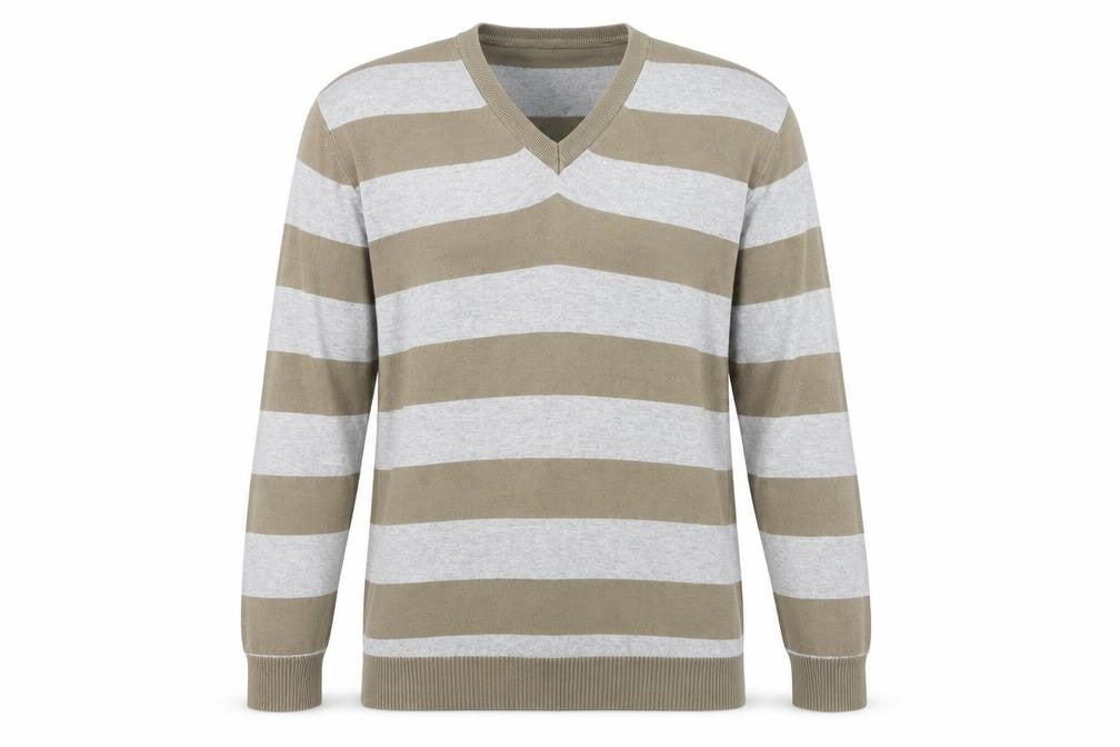 Soviet Men's V-Neck Striped Pullover Jumper M
