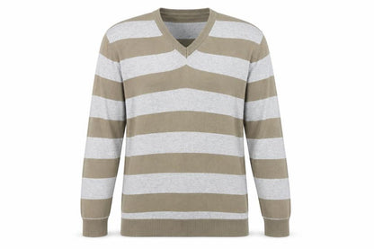 Soviet Men's V-Neck Striped Pullover Jumper M