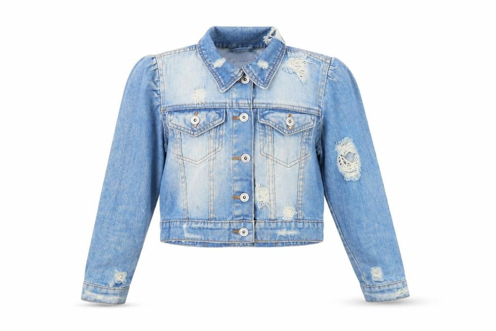 Giselle Women's Blue Denim Cropped Jacket Size 6