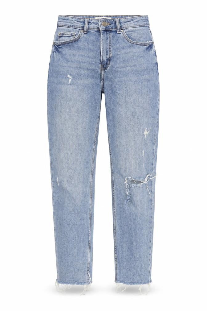 Denim Co Women's Blue Straight Distressed Jeans Size 10
