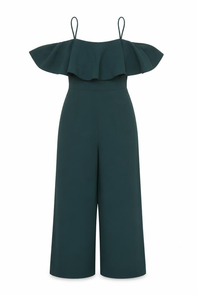 H&M Women's Green Off-Shoulder Jumpsuit Size 8