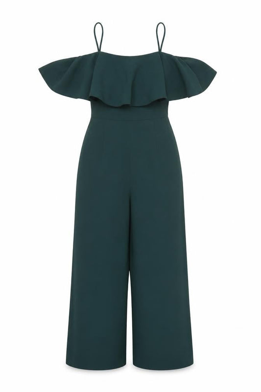 H&M Women's Green Off-Shoulder Jumpsuit Size 8