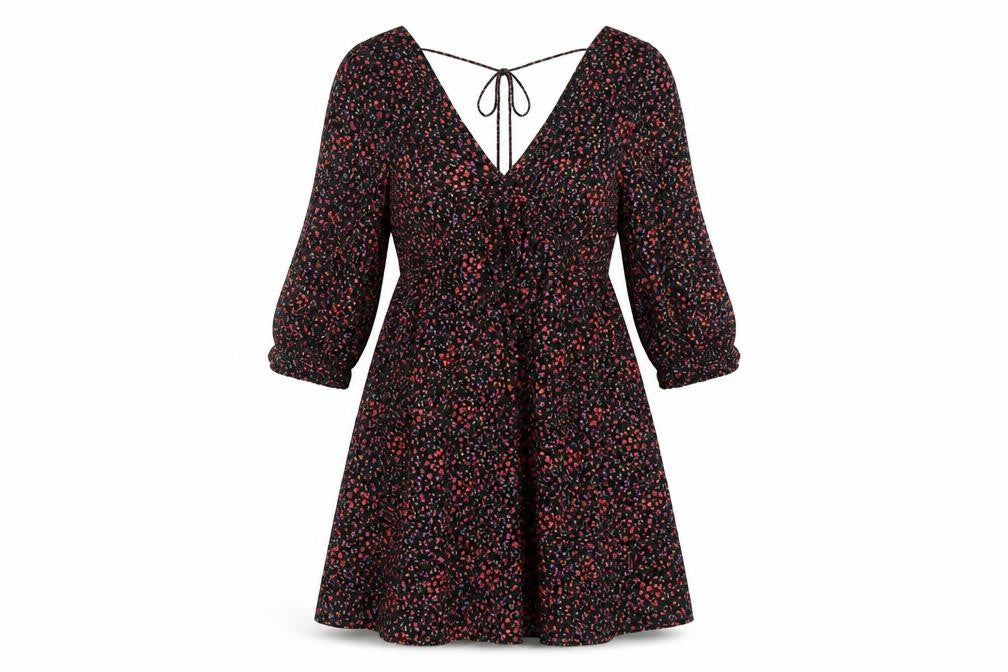 H&M Women's Floral A-Line Dress, Multicoloured, Size S