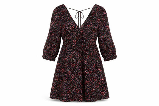 Front view of H&M Women's Floral A-Line Dress, Multicoloured, size S