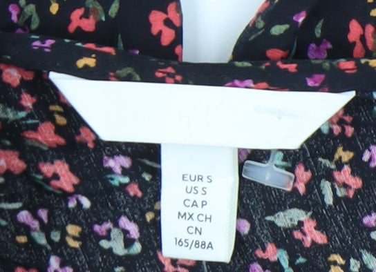 H&M Women's Floral A-Line Dress, Multicoloured, Size S