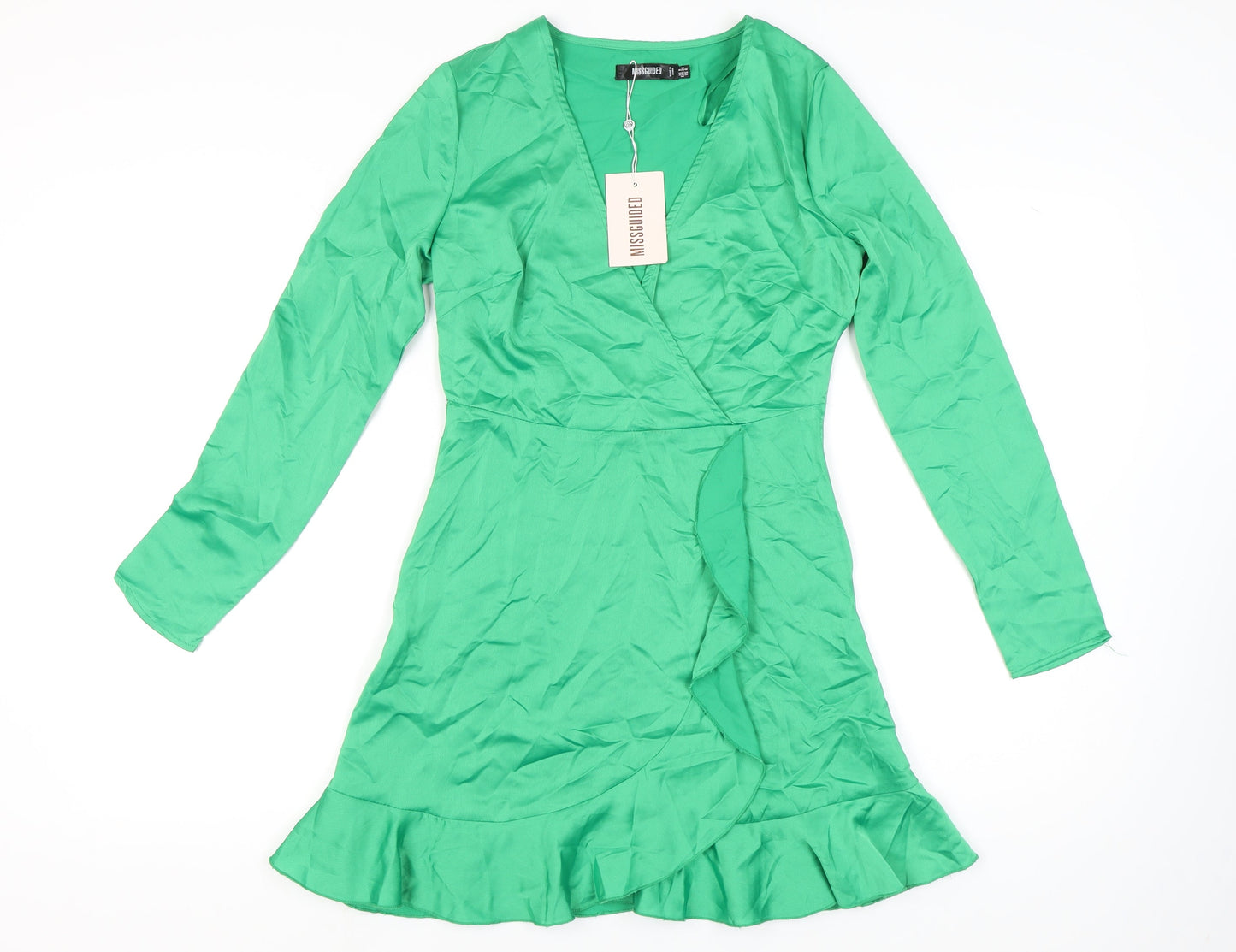 Missguided Women's Green Wrap Dress Size 8