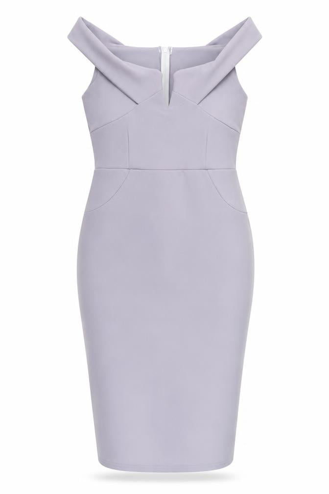 Missguided Women's Grey Off Shoulder Midi Pencil Dress