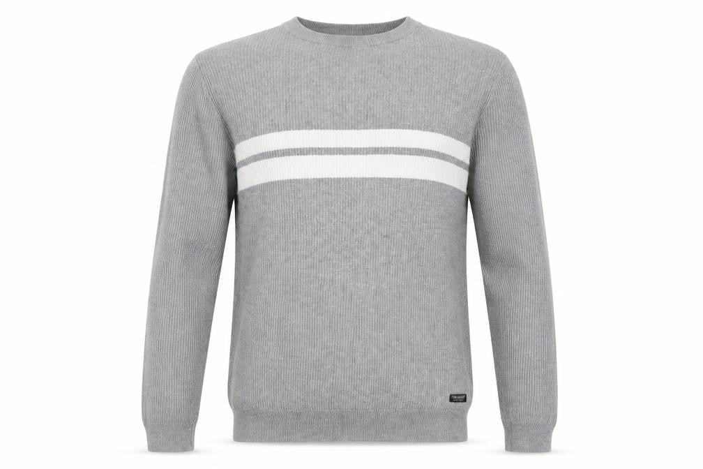 Threadbare Men's Grey Striped Pullover Jumper, Size S
