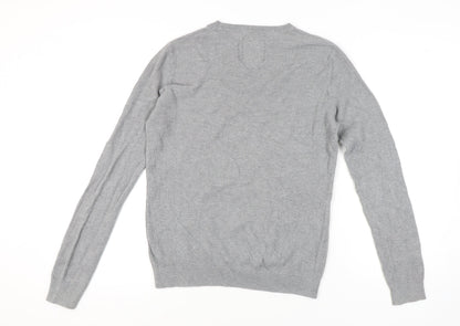 Threadbare Men's Grey Striped Pullover Jumper, Size S