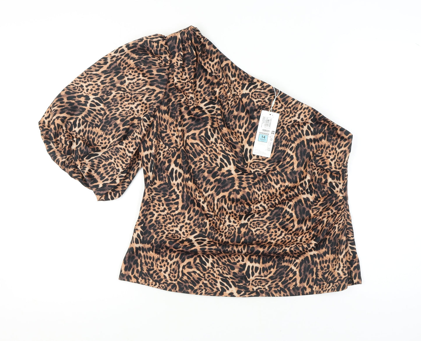 Marks and Spencer Women's Brown Animal Print One Shoulder Top