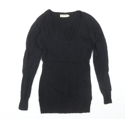 Additional front view of ICHI Women's Black Scoop Neck jumper -, size S