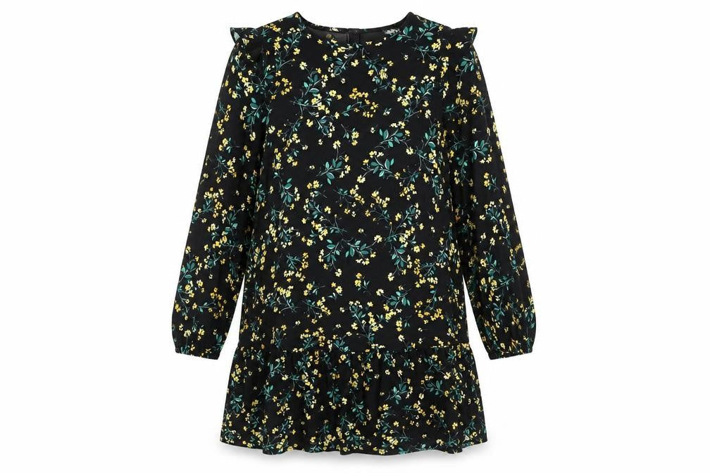 F&F Womens Black Floral Long Sleeve Dress Size 10