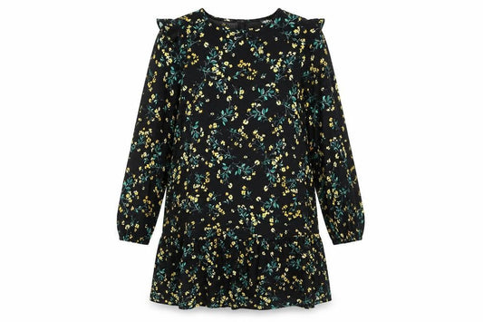 F&F Womens Black Floral Long Sleeve Dress Size 10