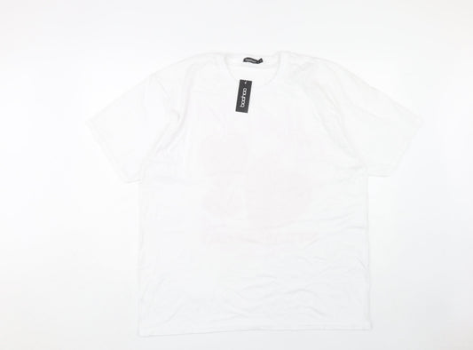 Boohoo Women's White T-Shirt L Casual Crew Neck