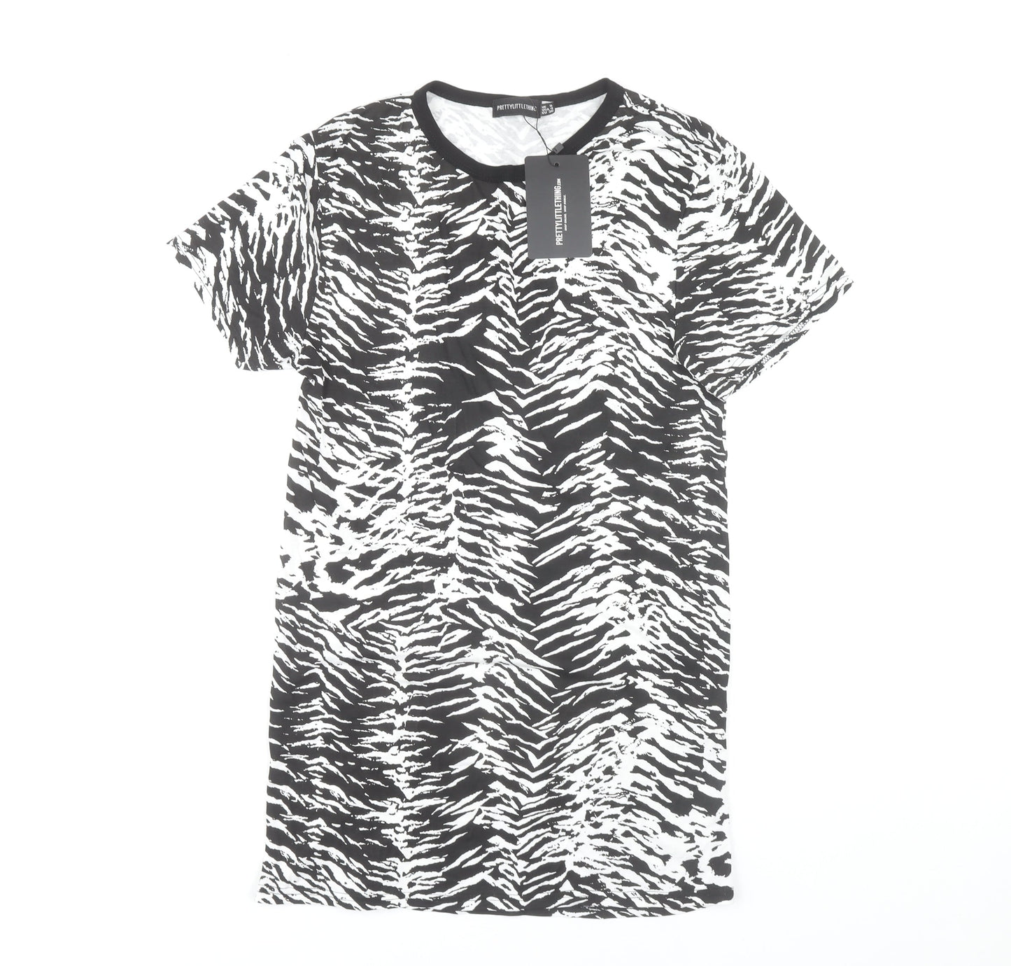 PrettyLittleThing Women's Black Animal Print T-Shirt Dress