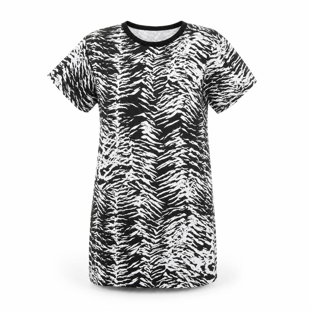 PRETTYLITTLETHING Women's Black Animal Print T-Shirt Dress
