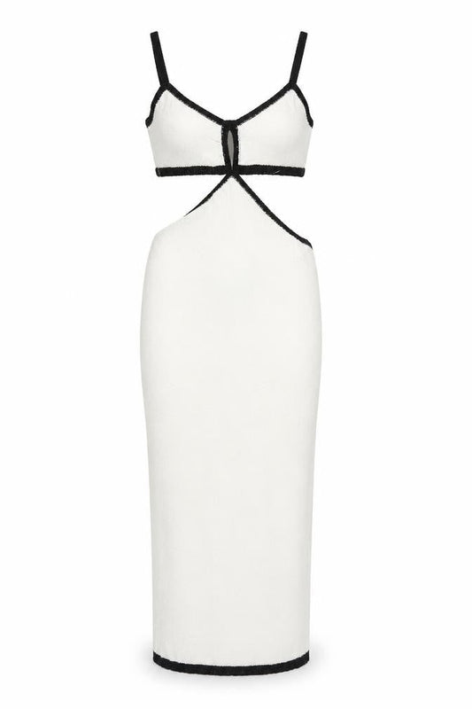 PRETTYLITTLETHING Women’s Ivory Strappy Knit Dress S