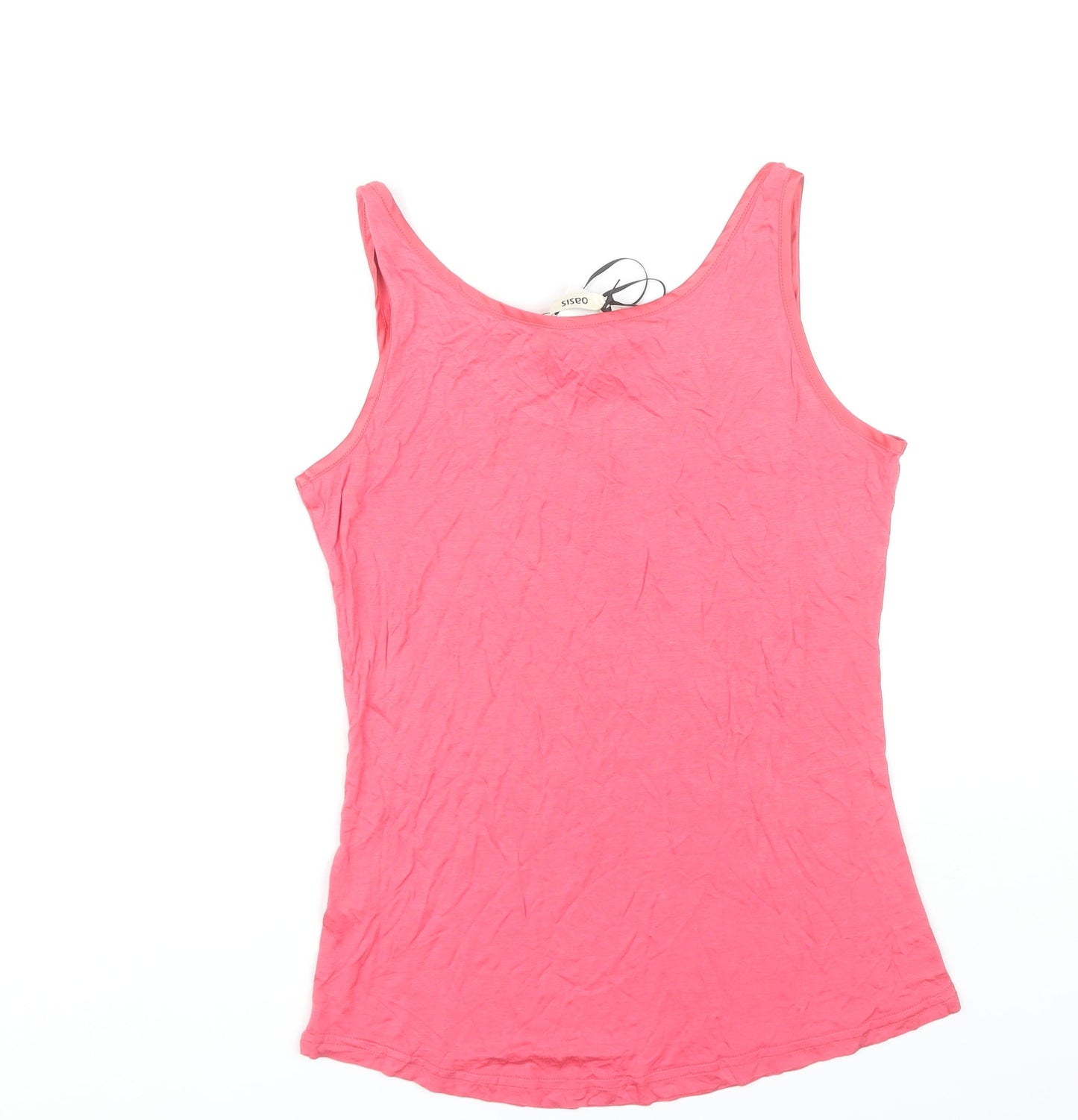 Oasis Women Pink Tank Top M Viscose Scoop Neck