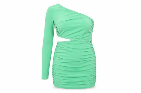 Front view of PRETTYLITTLETHING Women's Green Bodycon Dress, size 12