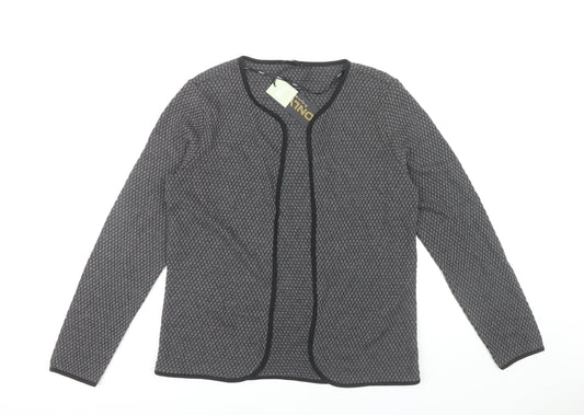 Only Women's Grey Open Front Cardigan L, Geometric Design