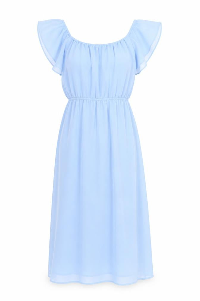 Grace Karin Teens Blue Flutter Sleeve Dress