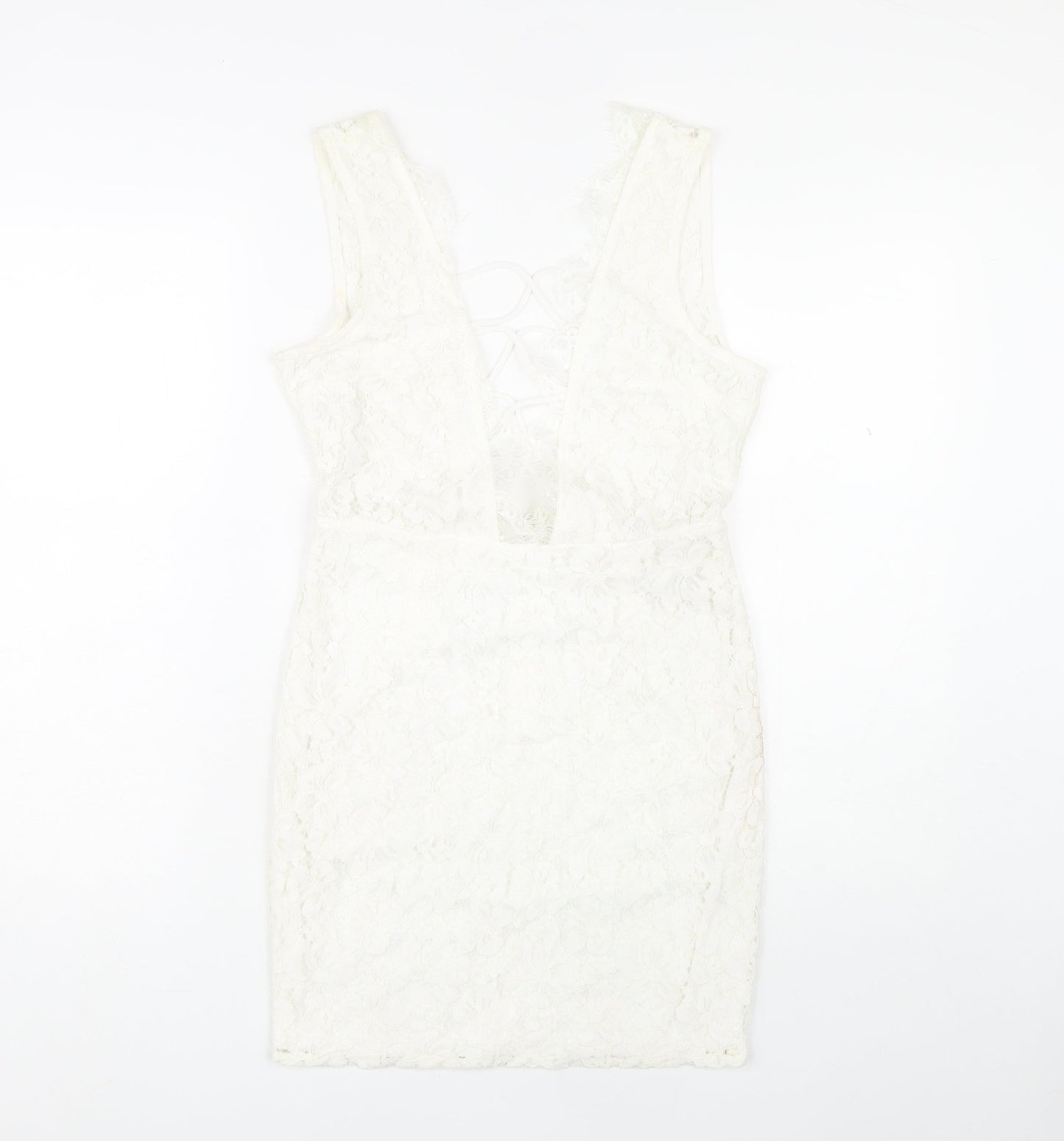 Missguided Womens Ivory Short Sheath Dress Size 8