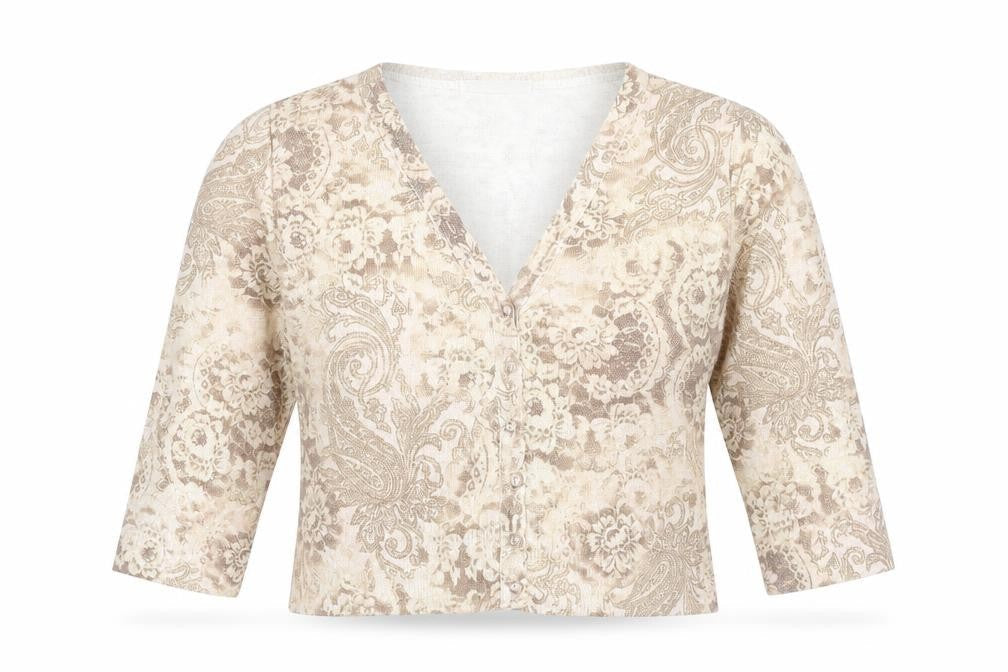 Amaranto Women's Beige Paisley Cardigan Size 14