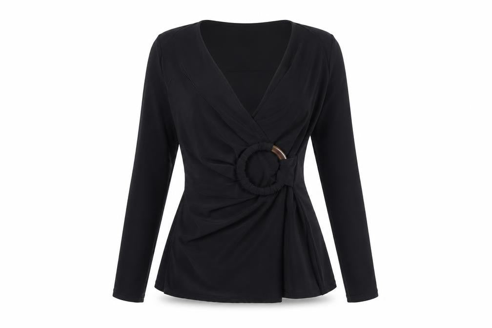 Lipsy Women's Black Wrap Blouse, Size 4
