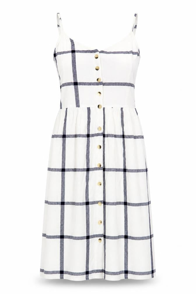 Earth Angel Women’s White Check Shift Dress M