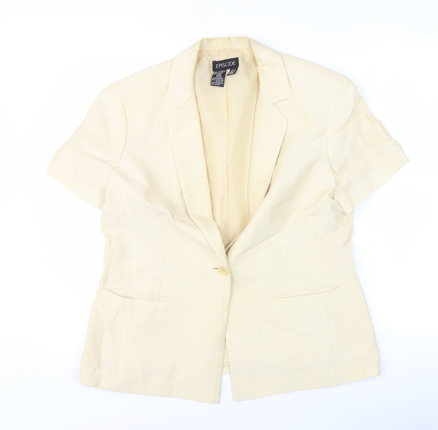 Episode Women Beige Blazer UK 14 Short Sleeve