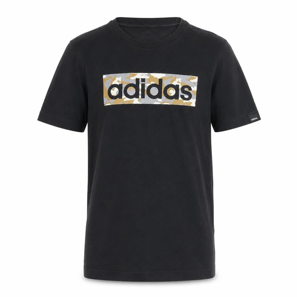 Adidas Boys Black T-Shirt 13-14 Years Logo Graphic