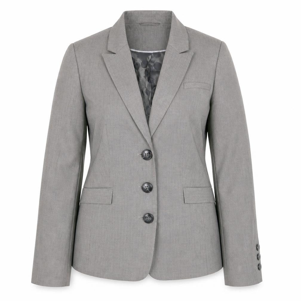 Long Tall Sally Womens Grey Suit Jacket, Size 14, Herringbone