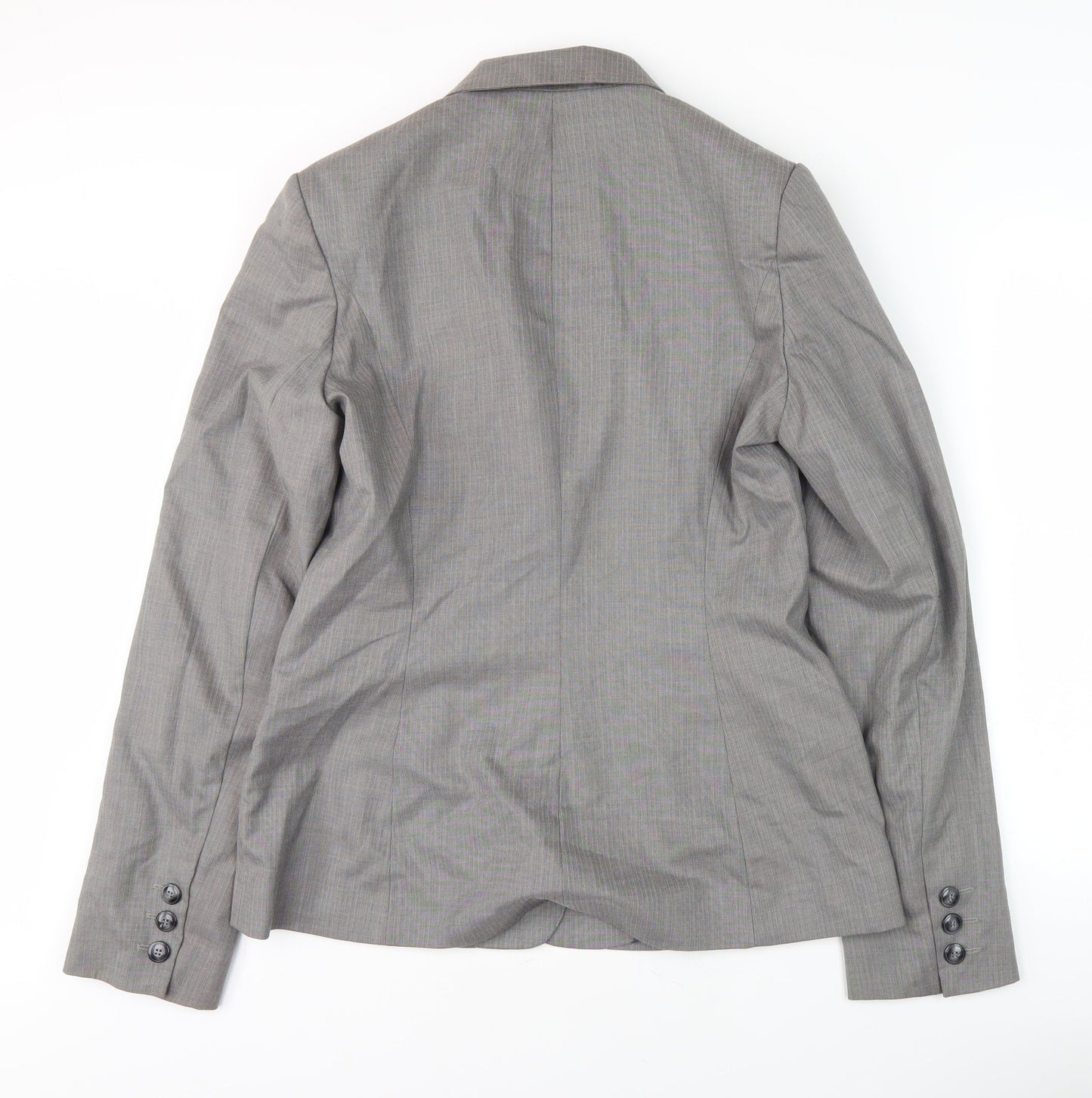Long Tall Sally Womens Grey Suit Jacket, Size 14, Herringbone