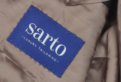 Brand and care label for Sarto Men's Brown Wool Suit Jacket M Single-Breasted