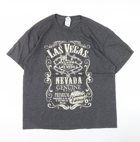 Delta Pro Weight Men's Grey Retro Graphic T-Shirt L