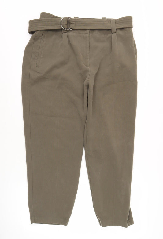 Marks and Spencer Women's Green Belted Trousers, Size 16