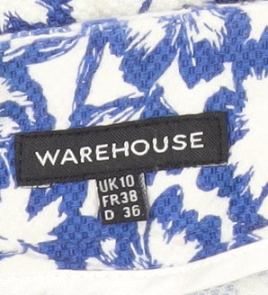 Warehouse Women's Blue Floral Trousers Size 10