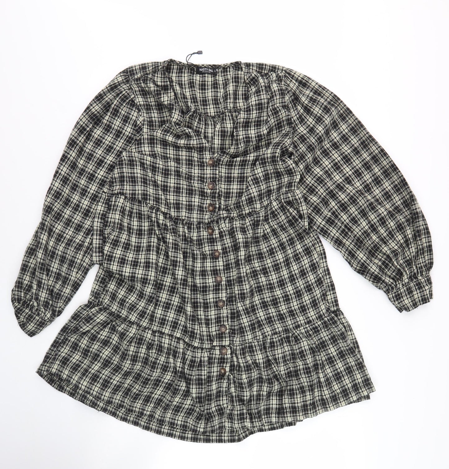 Nasty Gal Women's Multicoloured Plaid Shirt Dress Size 12