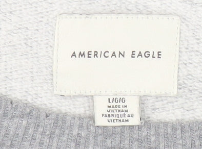 American Eagle Men's Grey Pullover Sweatshirt L