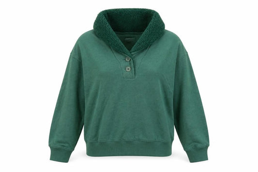American Eagle Women's Green Henley Sweatshirt S