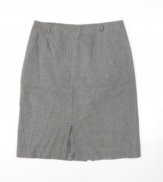 Design Essentials Women's Grey Striped Pencil Skirt
